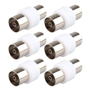 Lot de 6 adaptateurs coaxiaux plaqu&eacute;s Argent pour antenne TV Femelle vers Femelle, c&acirc;ble coaxial RF coaxial Femelle Femelle vers connecteur Femelle rallonge d'antenne Blanc - Neuf