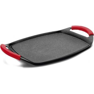 SUBZONAL-MGE - Plancha/Po&ecirc;le Grill - Plaque Anti-Adh&eacute;sive - Plaque de Cuisson - Po&ecirc;le Grill &agrave; Induction avec Poign&eacute;e en Silicone - Po&ecirc;le Adapt&eacute;e &agrave; Toutes les Cuisini&egrave;res - Induction - 47 x 29 cm - Neuf