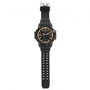 Montre De Sport Multifonctionnelle A Double Affichage Smael, Montre-Bracelet Electronique Etanche (Noir Et Or) - Neuf