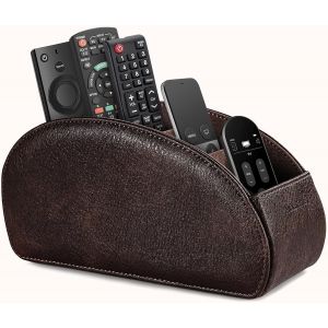 Support De Télécommande Avec 5 Compartiments,Boîte De Rangement En Cuir Pu Pour Télécommande Tv, Contrôleurs De Chauffage,Lecteur Multimédia, Fournitures De Bureau (Marine Bleu) - Neuf