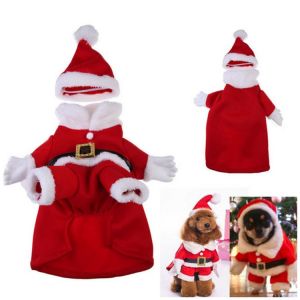 Costumes De Noël Pour Animaux De Compagnie, Costume Pour Chien Avec Cape, Costume De Père Noël, Sweat À Capuche Pour Chien, Costumes De Noël Pour Chat (Rouge, L) - Neuf