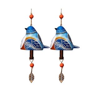 Lot de 2 cloches chantantes pour oiseaux,carillons éoliens,cloches chantantes pour oiseaux,A - Neuf