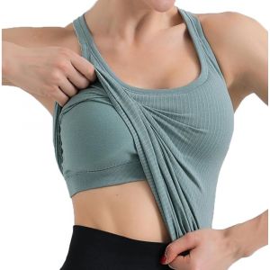 Femme D&eacute;bardeur De Sport Avec Soutien-Gorge Int&eacute;gr&eacute; Yoga Shirt Dos Nageur Sans Manches Sport Top Running Fitness Tank Top - Neuf