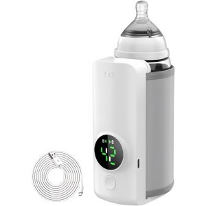 Portable Baby Bottle Warmer 6000mah With Lcd Display For Travel Fast Heating White - Neuf