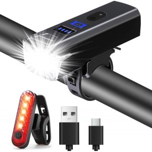 Phares De V&eacute;lo Rechargeables Par Usb,Lumi&egrave;res Led Puissantes,Super Lumineuses 2000 Lumens Avant Et Arri&egrave;re,Ensemble De Lumi&egrave;res De V&eacute;lo &Eacute;tanches Ipx6 Pour Route Et Montagne - Neuf