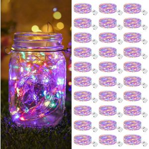 Lot De 30 Mini Guirlande Led &Agrave; Pile, 2M 20Led 3 Modes Pile, Ip65 &Eacute;tanche Petite Guirlande Lumineuse Led Interieur D&eacute;coration Pour Jardin, Chambre, Mariage, F&ecirc;te, No&euml;l, Multi-Colore - Neuf