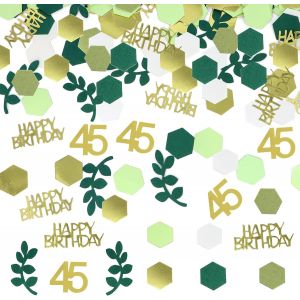 Confettis 45&iquest;&iquest;me anniversaire d&iquest;&iquest;coration vert - 200 pi&iquest;&iquest;ces d&iquest;&iquest;coration de table pour femmes hommes - d&iquest;&iquest;coration &iquest;&iquest; disperser or - d&iquest;&iquest;coration de f&iquest;&ordm;te - 45 ans d&iquest;&iquest;coration de table joyeux - Neuf
