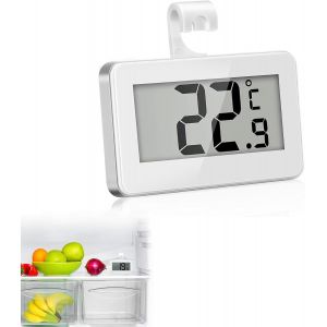 Thermomètre Numérique Mini pour Réfrigérateur, Thermomètre étanche, Thermometre Frigo Digital pour Congélateur avec Crochet, Écran Acl Facile À Lire, Idéal pour Maison et Bureau - Neuf