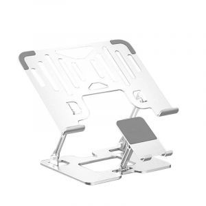 Support Pour Ordinateur Portable Bureau Relevable En Acier Au Carbone Support Pour Ordinateur Portable Deux En Un Surélevé Pliable Refroidissement Vertical Support Pour Ordinateur .Silver. - Neuf