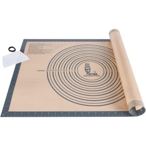 JEXNOVASHOP-Extra Large Tapis &agrave; P&acirc;tisserie en Silicone Antid&eacute;rapant 71&times;51cm avec Grattoir &agrave; P&acirc;te, Tapis de Cuisson, Tapis de P&acirc;te &agrave; Rouler, Tapis de Comptoir, Tapis de Placement, Fondant (Gris) - Neuf