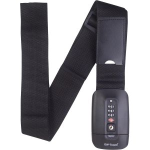 KALANKA-Sangle Valise Voyage TSA personnalis&eacute;es (1 Pc Noir) Sangle Bagage avec Etiquette Valise d'Identification. Courroie de Voyage verrouillable pour Bagage. Ceinture Valise pour Les Sacs - Neuf