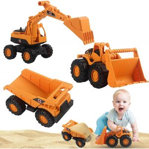 KAL-Jouet Sable Pelleteuse Bac &Agrave; Sable, 3Pcs Enfants Jouet Pelleteuse, Avec Camion &Agrave; Bascule Pelleteuse Tractopelle, Pour Fille Gar&ccedil;on Jouet De Plage &Eacute;t&eacute; - Neuf