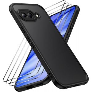 Kal-Coque Pour Google Pixel 9a 5g Avec 3 Verre Trempé [Antichoc] Coque De Téléphone Portable, Dos Translucide Mat Anti-Traces De Doigts, Noir - Neuf