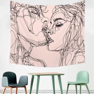 The Kissing Lover Tapisserie Accrochage Mural, Noir Et Blanc Tapis Squelette Humain Avec Couronne De Rose Décoration Intérieure Tapisseries Art Mural¿2¿ - Neuf