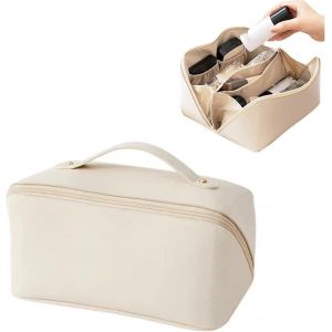Trousse de toilette de voyage de grande capacité,trousse de toilette en cuir imperméable,trousse de maquillage portable,vanité et - Neuf