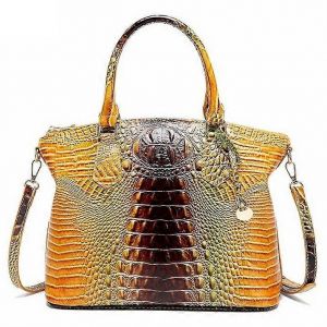 Les femmes de Gros Sacs &agrave; main Vegan en Cuir Motif Crocodile Sac &agrave; Bandouli&egrave;re avec Poign&eacute;e Sup&eacute;rieure 14-brown+poisson rouge couleur - Neuf
