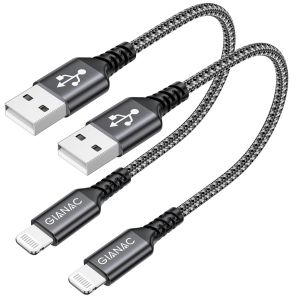 KALANKA-C&acirc;ble iPhone 0.5M/Lot de 2 [Certifi&eacute;-MFi] Chargeur Nylon Tress&eacute; Charge Rapide pour iPhone 14/13/12/11/Pro/X/XS/XR/8/8 Plus/7/7 Plus/6s/6 Plus/SE/5s - Neuf