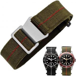 Eryi-Bracelet De Montre Élastique Nylon Style Marine Nationale Parachute Bracelet Montre En Tissu Remplacement Avec Crochet Boucle Noir/Argenté Homme Femme,18/20/22mm - Neuf