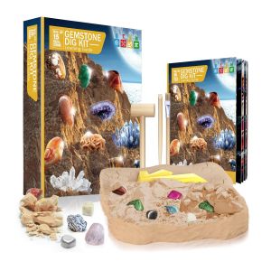 Kit de fouille de pierres précieuses, kit scientifique à faire soi-même - Déterrez 15 pierres précieuses uniques - Neuf