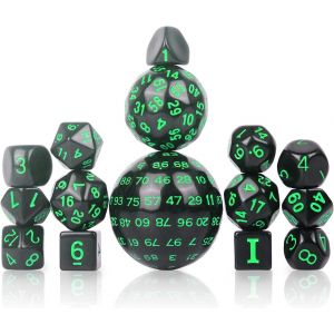 Jeu De Dés, Dés De Jeu De Rôle, Jeu De Dés Polyédriques De 15 Pièces D3-D100, Jeu De Dés D&d Adapté Aux Jeux De Rôle Tels Que Donjons Et Dragons, Pathfinder - Acrylique (Vert) - Neuf