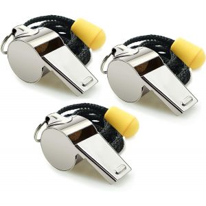 Ensemble De 3 Sifflets De Sport En Acier Inoxydable Avec Dragonne, Sifflets Forts Et Clairs, Idéaux Pour Les Entraîneurs, Les Arbitres Et Les Officiels. - Neuf