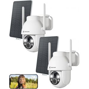 lbgwp60-2Pcs 2K Camera Surveillance Wifi Exterieure Sans Fil Sur Ai Détection Humaine, Vision Nocturne Couleur, Audio Bidirectionnel, 2.4Ghz Wifi, Cloud - Neuf