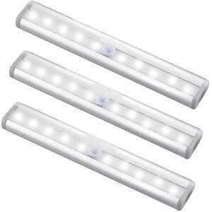 Paquet De 3 Lampes À Capteur De Mouvement Magnétique 10 Led Rechargeables Par Usb - Neuf