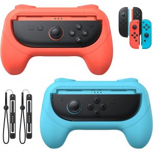 Hljhj-Poignées Pour Switch 2/Switch 1/Oled, Antidérapant Kit De Poignée Compatible Avec Nintendo Switch 2 Pour Joycon 2, Manette Accessoire Pour Switch 2/1(Bleu+Orange) - Neuf