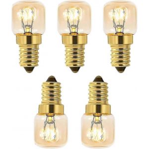 Lot De 5 Ampoules À Sel 15w,Incandescentes Blanc Chaudac 230v,Ampoule De Four 15w,Pour Four,Réfrigérateur,Lampe À Sel,Fours À Griller5*2.2*2.2cm - Neuf