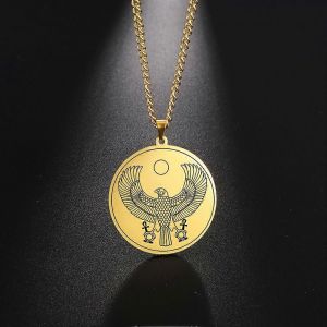 D&eacute;esse &Eacute;gyptienne Pendentif Colliers Or Couleur Or Magique Aile Cha&icirc;nes Kabbale Amulette Salomon Collier En Acier Inoxydable Hommes Bijoux - Neuf