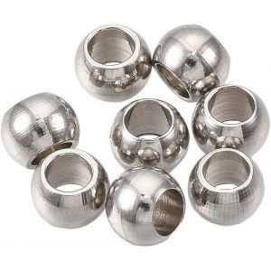 500 Perles Rondes Lisses En Acier Inoxydable, Trou De 2 Mm, Pour La Création De Bracelets Et De Bijoux (4 X 3 Mm). - Neuf