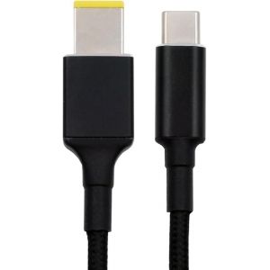 KAL-C&acirc;ble De Chargeur Type C 100 W Entr&eacute;e Usb-C Vers Sortie Jack Rectangulaire Alimentation 20 V 5 A 65 W C&acirc;ble De Charge Pd Pour Ordinateur Portable Thinkpad X1 Legion Y7000P - Neuf