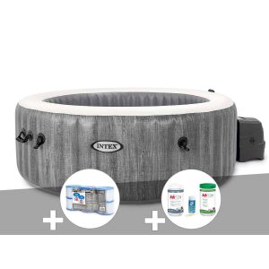 Kit spa gonflable Intex PureSpa Baltik rond Bulles 4 places + 6 filtres + Kit de traitement brome - Neuf