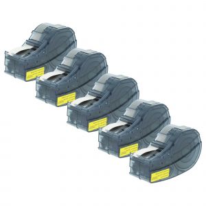 vhbw 5x Rubans compatible avec Brady ID PAL, M210, M210-LAB, LABPAL imprimante d'&eacute;tiquettes 6,4m x 9,53mm Noir sur Jaune, plastique, Vinyle - Neuf