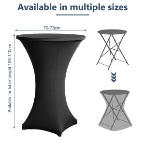 Lot De 5 Housses Pour Table Haute Pliante 105 Cm Noires &Oslash;70 Cm - Neuf