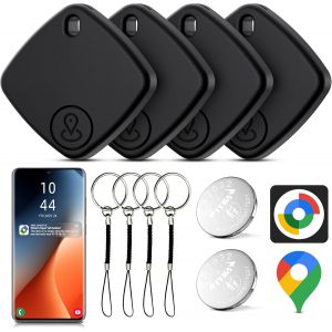 MEVRONISSHOP-Smart Traceur Tag Lot de 4, Air Tracker Localisateur D&iquest;Objets Bluetooth Fonctionne avec l&iquest;app Google Localiser(Uniquement Android), Android Smart Tag pour cl&eacute;s,Valise, Portefeuilles (Noi - Neuf
