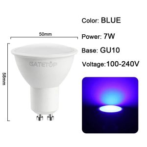 LUGH-GU10 BLUE-AC 100-240VAmpoule d'&eacute;clairage color&eacute;e E27 E14 GU10 Led jaune bleu,projecteur AC100-240V pour c&eacute;l&eacute;bration de festival,vitrine de Bar KTV,3 pi&egrave;ces - Neuf