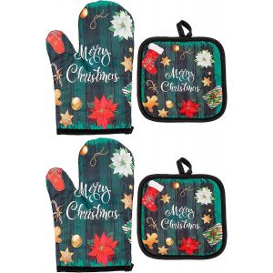 Ensemble de 2 de No&euml;l poign&eacute;es R&eacute;sistantes &agrave; la Chaleur Non-Slip - cr&eacute;ations de No&euml;l - D&eacute;coration de No&euml;l pour la Cuisson, BARBECUE - Neuf