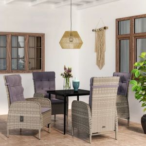 Prolenta Premium - Ensemble &Agrave; Manger De Jardin Et Coussins 5pcs Gris/Noir - Neuf