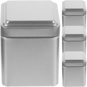 Checarzhn--No1-Lot De 4 Boîtes De Rangement En Tôle Argentée - Boîtes À Thé Hermétiques Pour Thé, Bonbons Et Épices - 50 G - Pour La Maison Et Le Bureau - Neuf