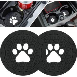 Dessous De Verre Porte-Gobelet - Accessoires Intérieurs De Voiture 2,75 Pouces, Dessous De Verre Antidérapant En Silicone Pour Voiture, Motif Patte De Chien - Universel (Lot De 2) - Neuf