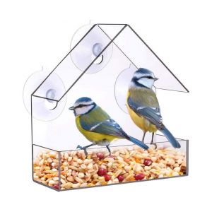 Mangeoire À Oiseaux En Acrylique Transparent Avec Ventouse - Facile À Installer Et À Nettoyer, Parfaite Pour Observer Les Oiseaux À La Maison - Neuf