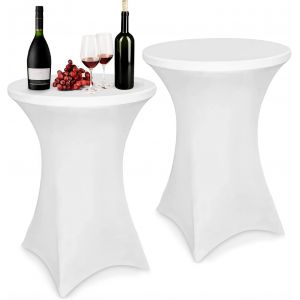 Chenquansarl-2 Pièces Stretch Nappe Housse 80 X 110 Cm Housse Mange Debout Extensible Housse Pour Table Haute Pour Tables De Bar Fêtes D'anniversaire Banquets De Mariage Décoration De La Maison (Blan - Neuf