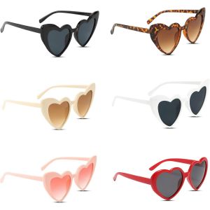Nbgcm-6pcs Lunettes De Soleil Coeur, Lunettes Soleil Vintage Heart, Lunettes Soleil Fête, Lunettes Soleil Fun, Lunettes Soleil Hippies Coeur Forme Coeur Pour Bloque Rayons Ultraviolets - Neuf