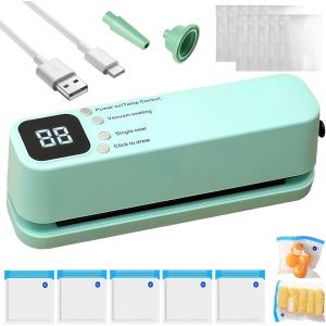 Kalanka-Mini Machine &Agrave; Emballer Sous Vide: Verte Soudeuse Sac Plastique, Petite Machine &Agrave; Sceller En Plastique Portable De Conservation Pour Emballage Alimentaire De Cuisine Avec 10 Sacs Sous Vide - Neuf