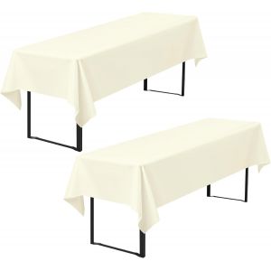 Sjzg-2 Pièces Nappe De Table À Bière, Nappe À Bière Beige, Nappe De Tente À Bière 260 X 110 Cm, Nappe En Polyester Durable, Nappe Lavable Pour Fête De Jardin, Fête D'anniversaire Ou Barbecue (Beige) - Neuf