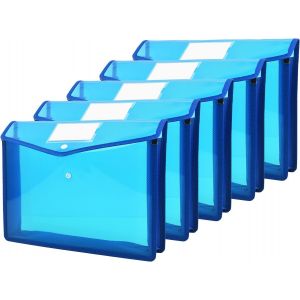 Eryi-Lot De 5 Dossiers Extensibles Avec Bouton Pression, Sac À Documents Transparent Imperméable Et Extensible De 7,1 Cm, Format A4 Pour La Maison, L'école, Le Bureau - Neuf