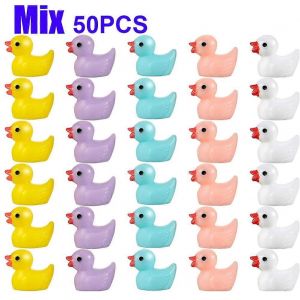 50PCS Mini Résine Jaune Canard Ornement Miniature Figures Minuscule Canard Micro Fée - Neuf