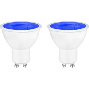 Lot De 2 Bleu Ampoules Led Gu10 5w Spot, Mr16 Couleur Lampe De Projecteur, Équivalent 50w Halogène, 500lm, Angle De Faisceau 120°, Non Dimmable, Éclairage Décoratif Pour Pay , Scènes, Bars, Fête - Neuf