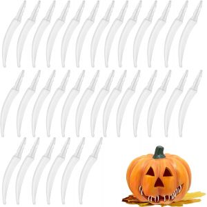 Teppc-Lot De 32 Décorations De Dents De Citrouille Pour Halloween, Kit De Décoration De Fausses Dents En Plastique, Accessoires De Sculpture Pour Décoration De Fête À Thème D'horreur - Neuf